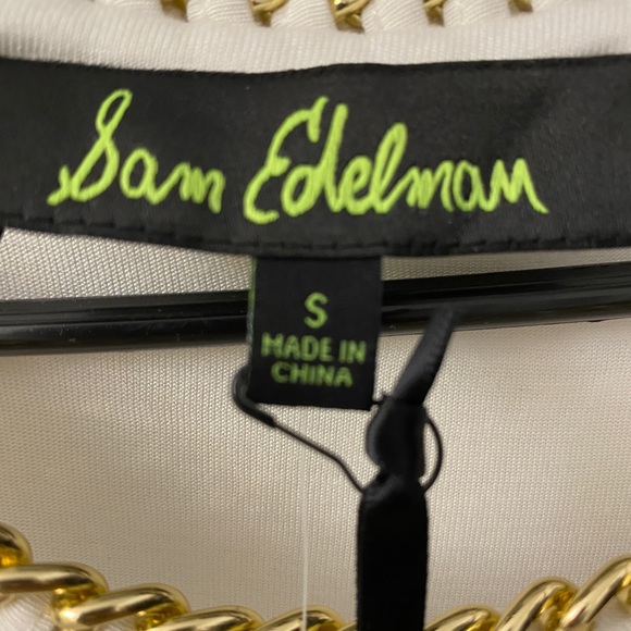 Sam Edelman Top Womens Small Beige Sleeveless Gold Chain Detail Blouse Shirt - Picture 5 of 12
